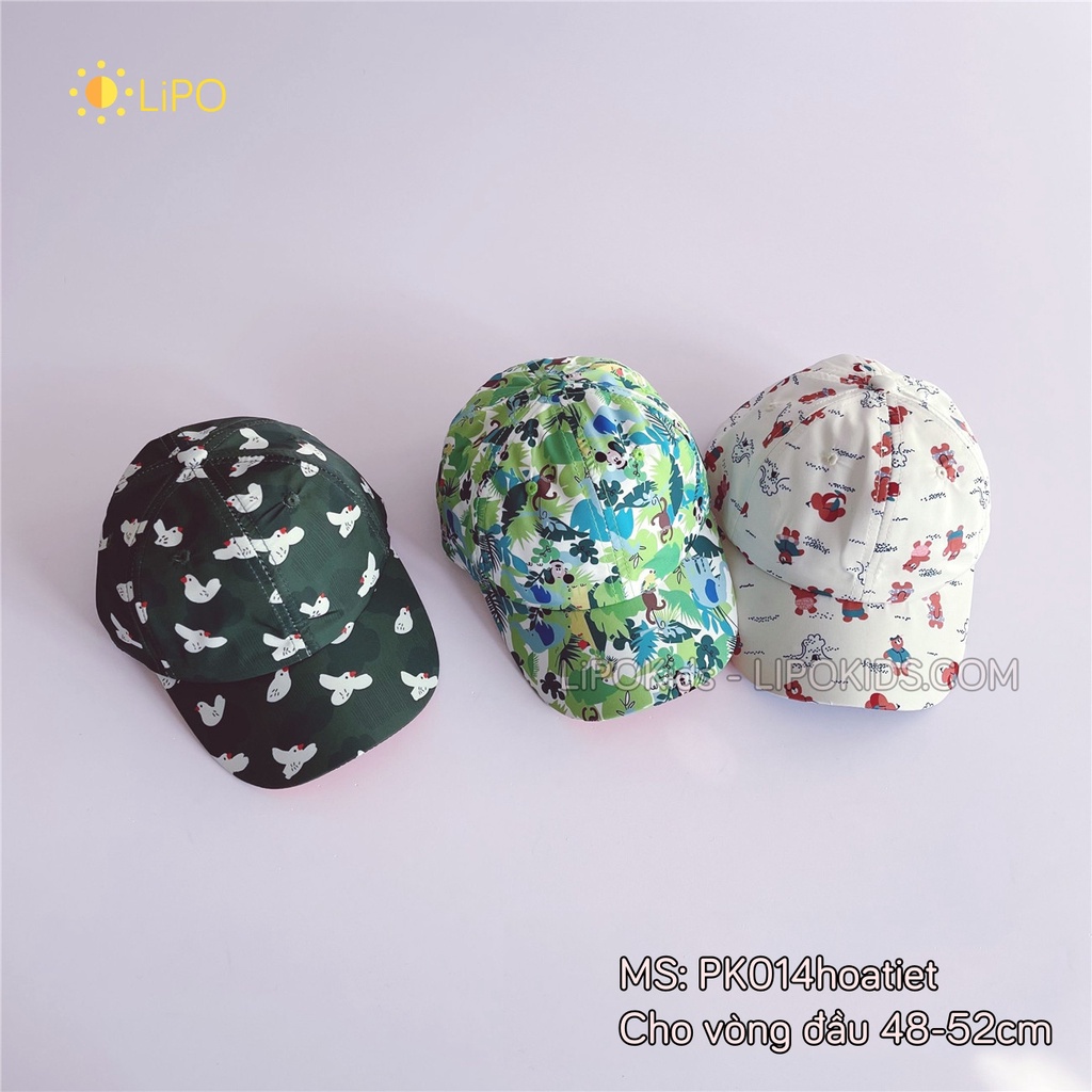 Mũ lưỡi trai bé trai bé gái họa tiết nhiều màu bé 2-7 tuổi Nón bóng chày trẻ em PK014hoatiet