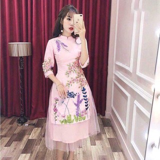 Set Áo Dài Cách Tân Tặng Kèm Chân Váy [ẢNH THẬT]