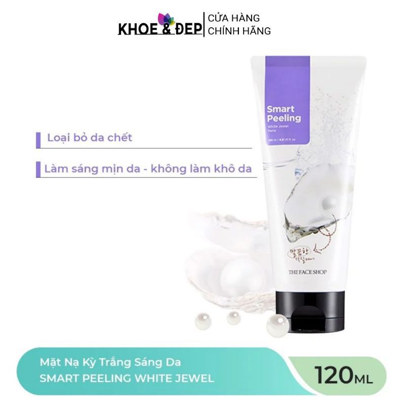 Tẩy Tế Bào Chết THEFACESHOP ⭐ CHính Hãng⭐ Smart Peeling White Jewel 120ml, Chiết Xuất Ngọc Trai Dưỡng Trắng Sáng Da