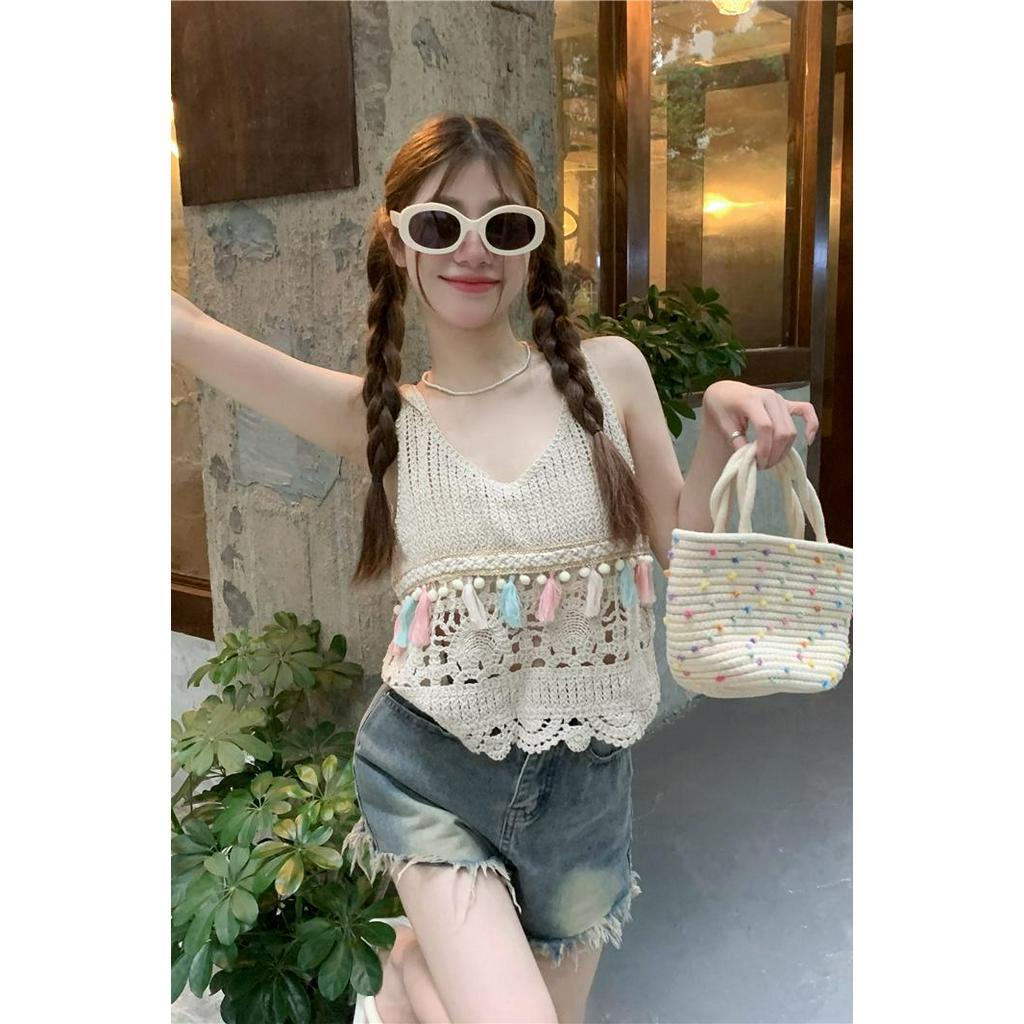 Lalisas Áo Dệt Kim Không Tay Khoét Rỗng Phong Cách Bohemian Cổ Điển Thời Trang Dành Cho Nữ