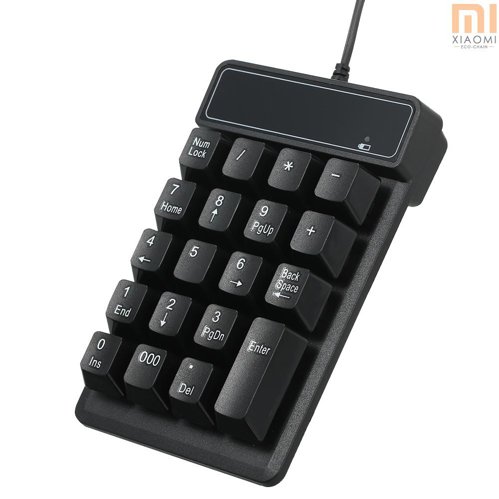 【shine】19 Keys Low Noise Mini Numeric Keypad Waterproof USB Wired ABS Material For Microsoft Android And iMac