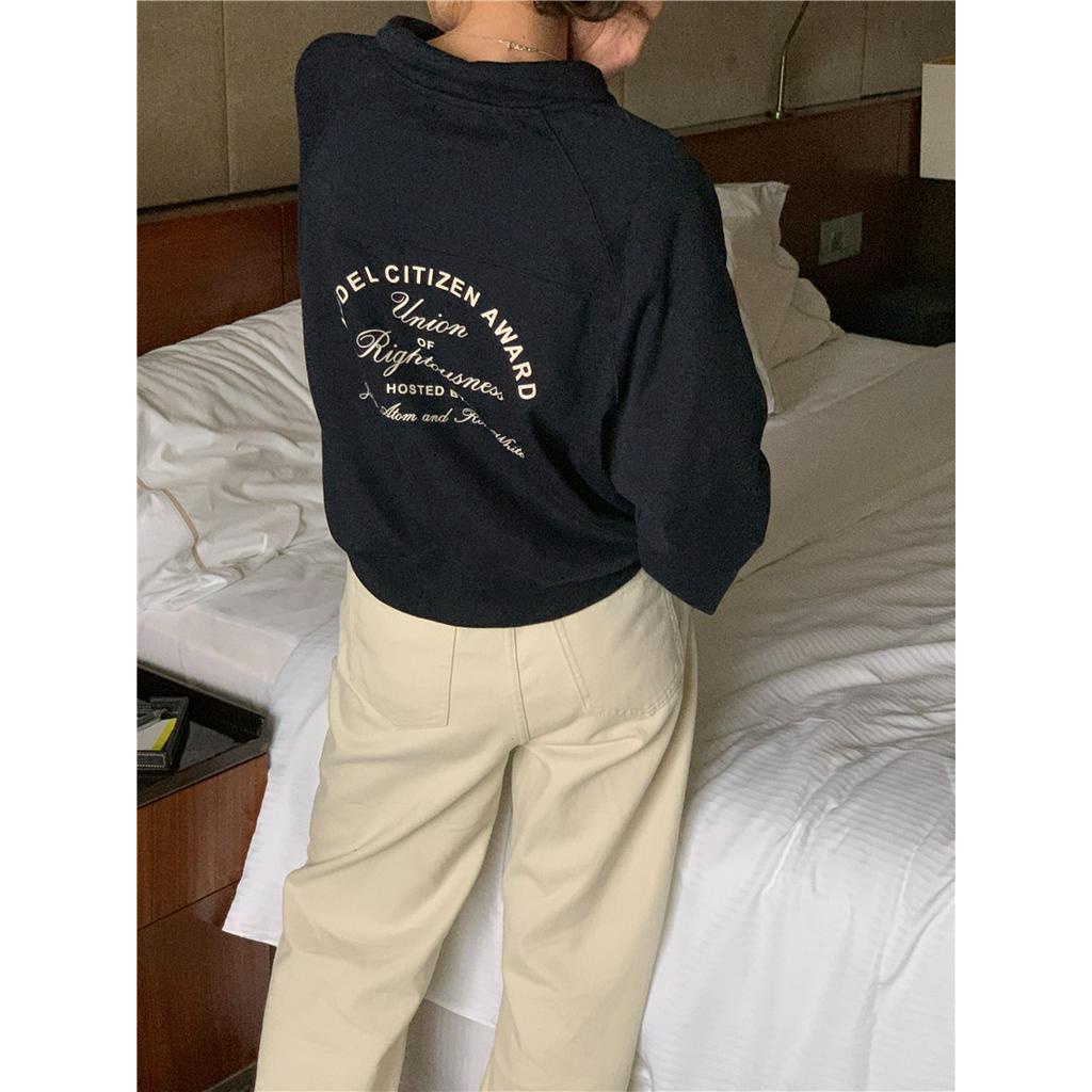 Áo Nỉ Chui Đầu Dài Tay Chui Đầu Phối Dây Rút In Chữ 60911