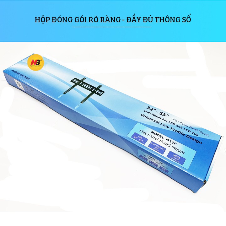 Khung treo tivi, Giá treo tivi, Kệ treo tivi thẳng tường A2F  32 - 43 - 55Inch - Siêu Mỏng 2.9 CM - Hàng Xuất Khẩu