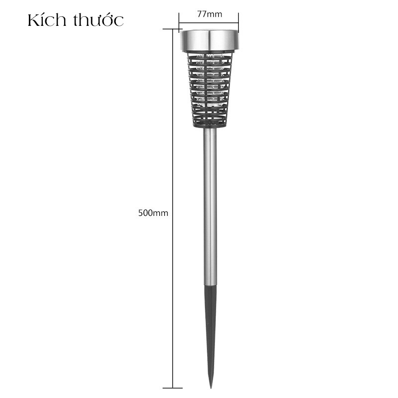 Đèn bắt muỗi sử dụng năng lượng mặt trời ngoài trời, sân vườn, chống thấm nước - K1215