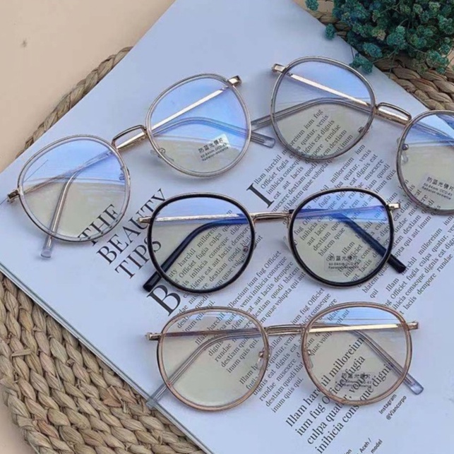 Mắt Kính Gọng Kim Loại Tròn Chống Ánh Sáng Xanh Thời Trang Hàn Quốc Cho Nữ