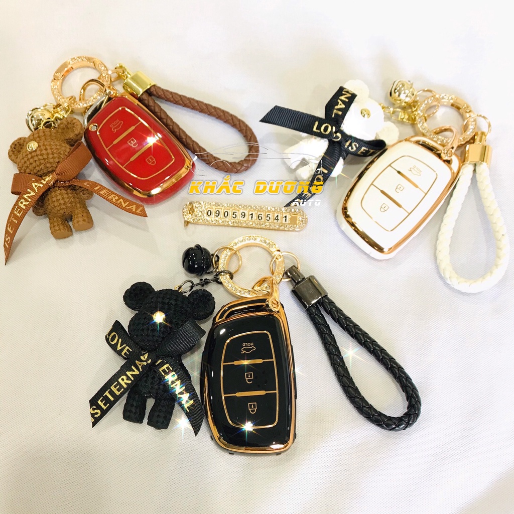 Ốp chìa khoá Hyundai i10 Elantra Tucson TPU đính đá nhân tạo cao cấp sang trọng