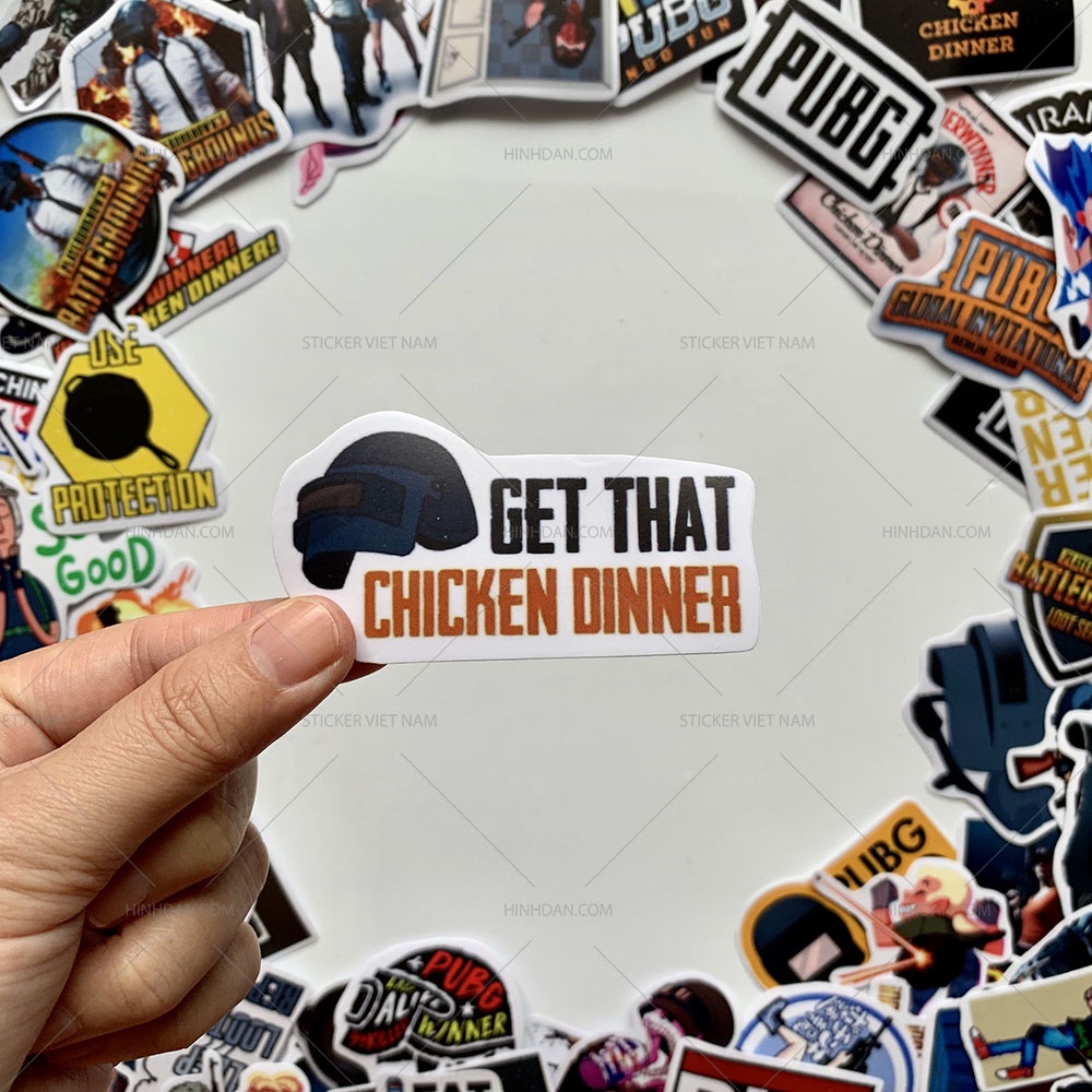 Stickers PUBG Chống Nước Trang Trí Nón Bảo Hiểm, Xe, Đàn Guitar, Laptop, Vali