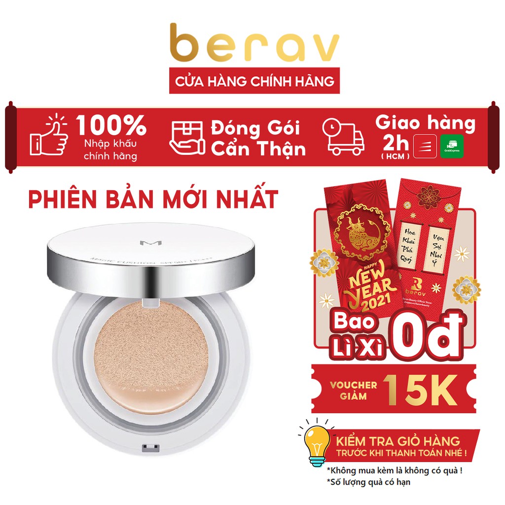 Phấn Nước MISSHA M Missha Magic Cushion SPF 50+ PA+++ Che Khuyết Điểm Hoàn Hảo, Kiềm Dầu 15g