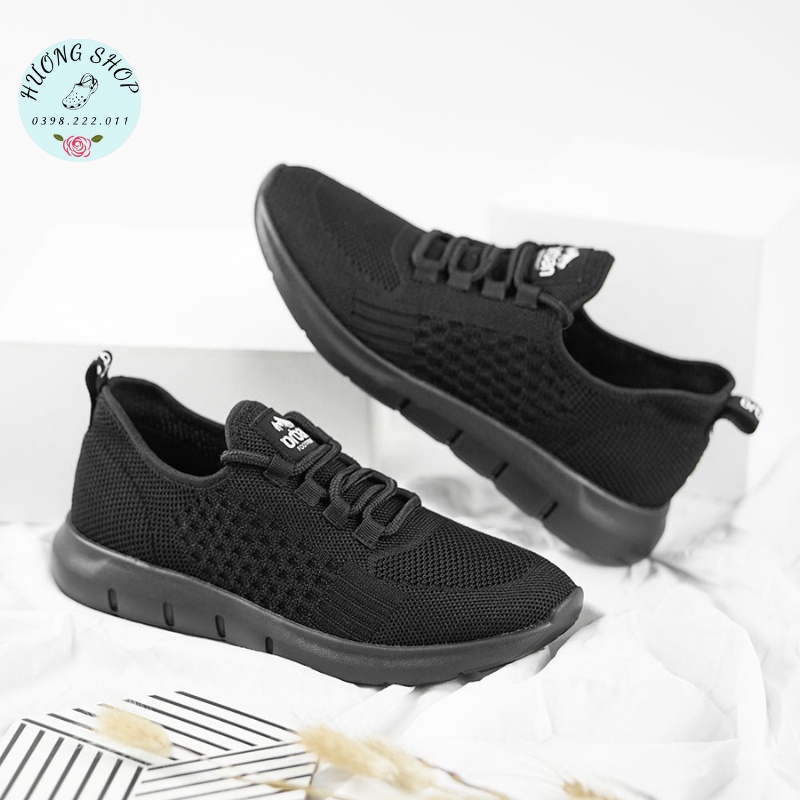 Giày Sneaker cổ chun đen Urban êm nhẹ nam nữ
