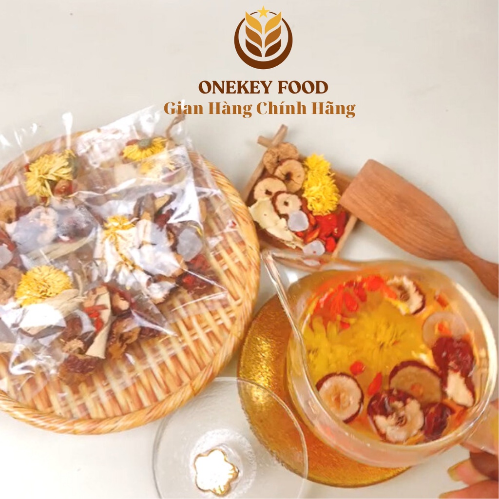 Trà Dưỡng Nhan (Set 7 gói - uống 7 ngày) Hoa hồng, Nụ + hoa nhài, Cúc vàng, Long nhãn, kỳ tử, táo đỏ cắt lát, cỏ ngọt