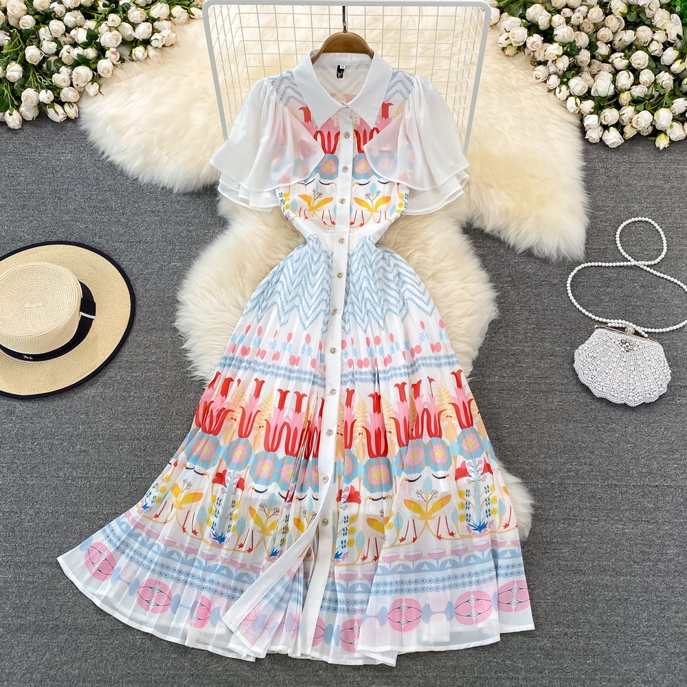 Đầm tay ngắn cổ sơ mi họa tiết siêu xinh đủ size hàng cao cấp