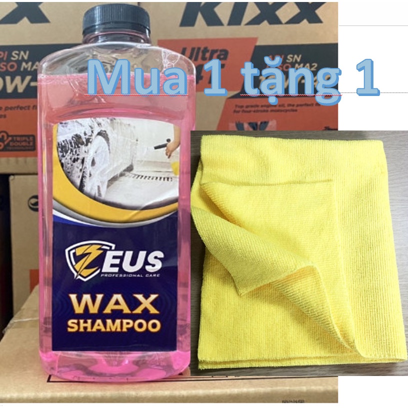 Nước rửa xe ZEUS WAX SHAMPOO 1 lít TẶNG KHĂN LAU XE