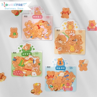 Flowertree Sticker Bộ 40 Tấm Hình Dán Gấu Và Hoa Trang Trí Nhật Ký