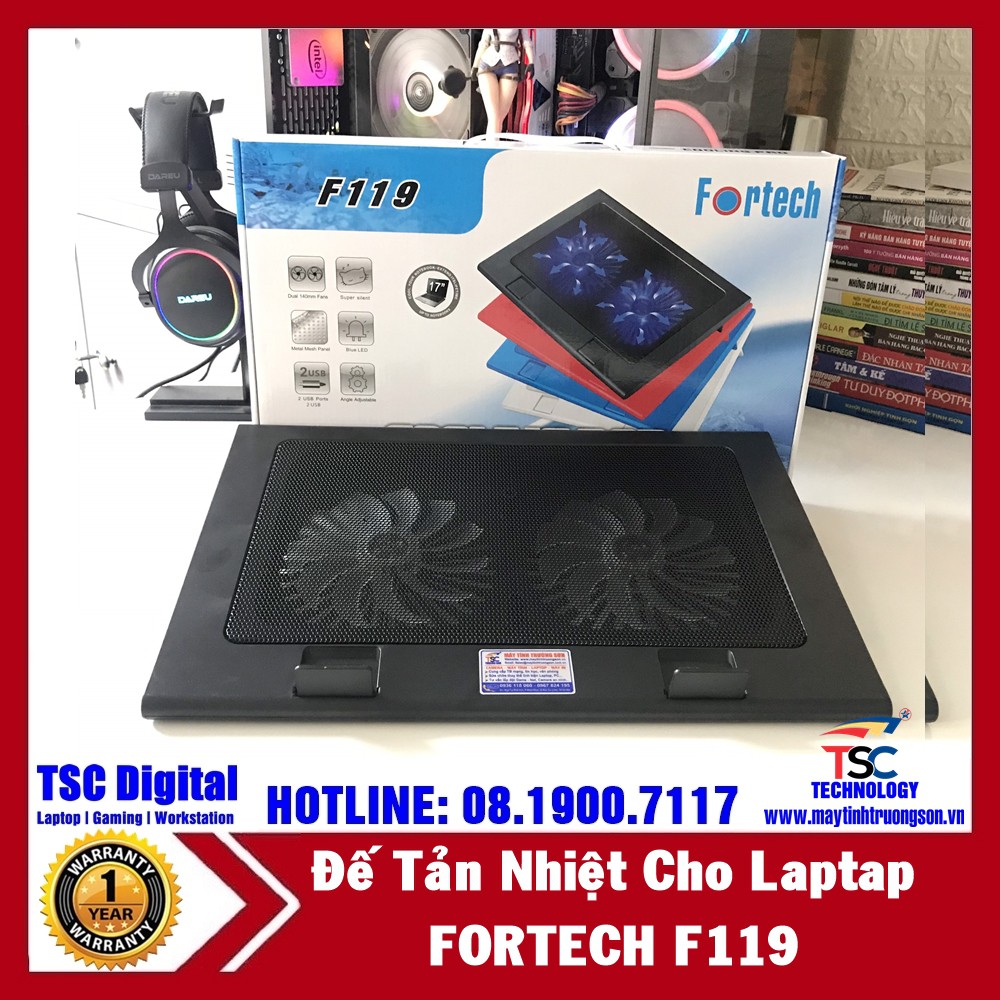 Đế Tản Nhiệt Laptop Cooling Pad FORTECH F222/ F119 2Fan | Hàng Cao Cấp