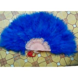 Quạt lông cổ trang ( kèm tua ngọc giả)
