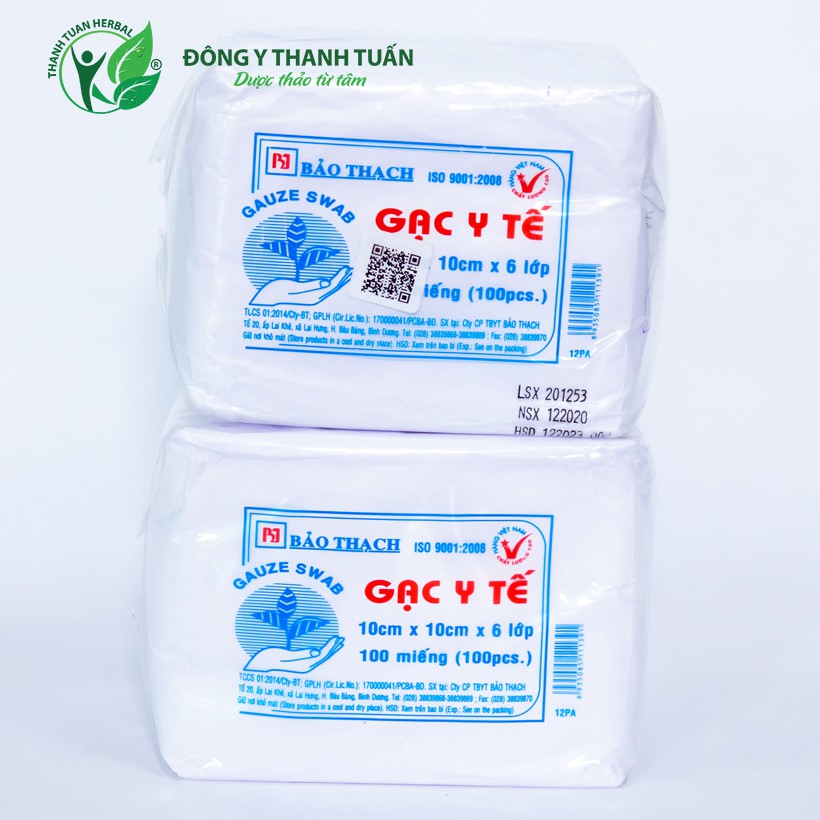 [BỎ SỈ] Gạc Y Tế Miếng Bảo Thạch 10 cm x 10 cm x 6 Lớp (Bịch 100 miếng)