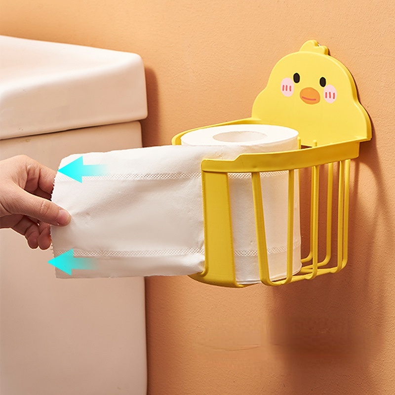 Giá Đỡ Hộp Khăn Giấy Gắn Tường Hình Chú Vịt Vàng Bằng Nhựa