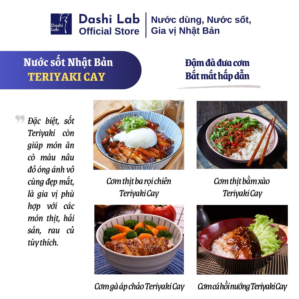 Nước Sốt TERIYAKI Cay Nhật Bản Hương Vị Đậm Đà Cay Mê Ly Chay Mặn Đều Dùng Được DASHI LAB Chai 340g