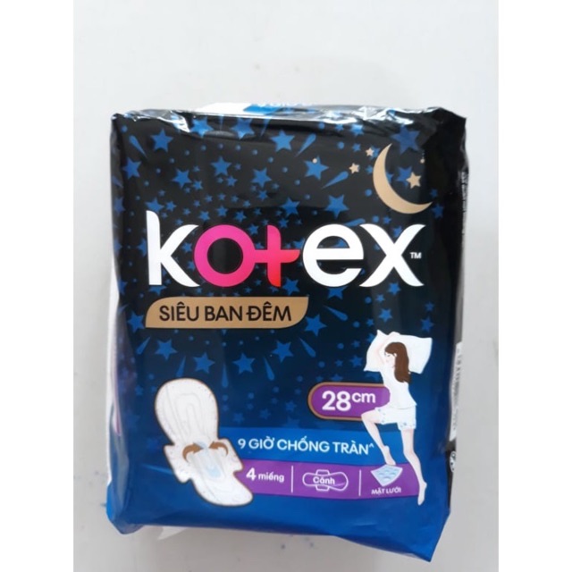 Lốc 8 Gói Băng Vệ Sinh Kotex Ban Đêm 28cm Có Cánh(4miếng/gói)