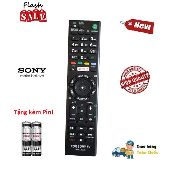 Remote Điều khiển tivi Sony RM-L1275- Hàng loại 1 Tặng kèm Pin!!!