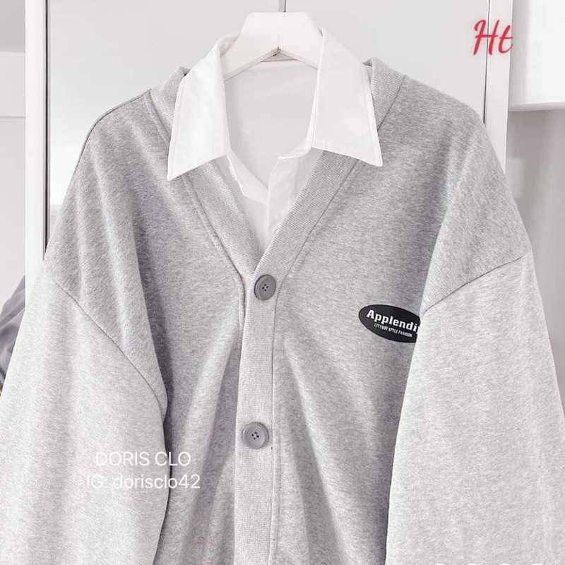 áo khoác cadigan nỉ bông lô gô Applendi