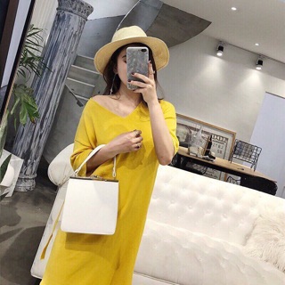 Đầm maxi cổ tim form suông