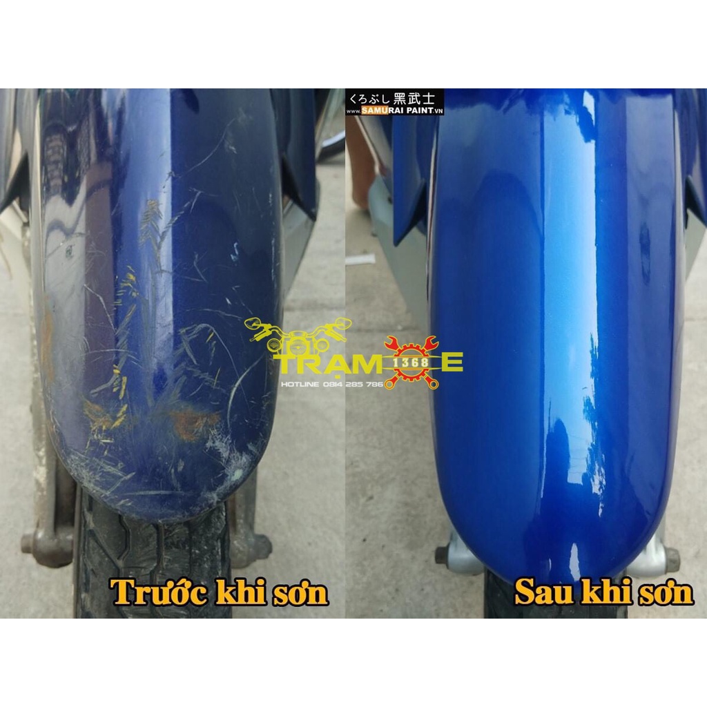 Chai sơn xịt Samurai màu xanh dương H325 (xanh wave) 400ml tiện lợi cho xe máy ô tô và các vật dụng
