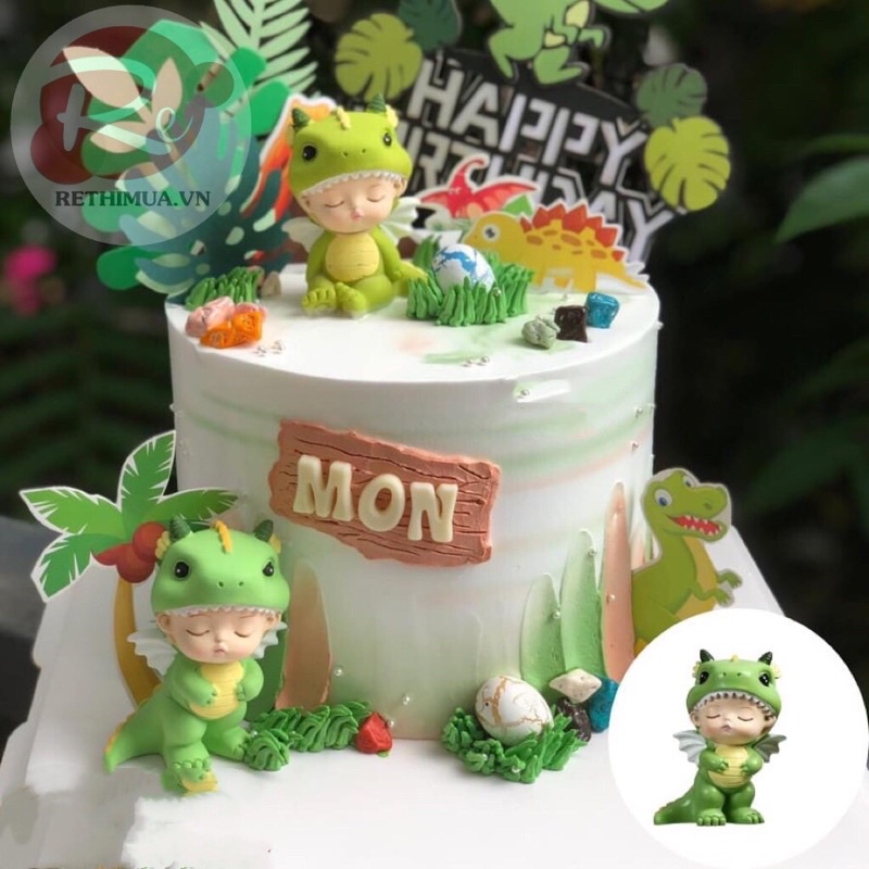 Em bé khủng long cặp 2 em xanh đậm nhạt như ảnh