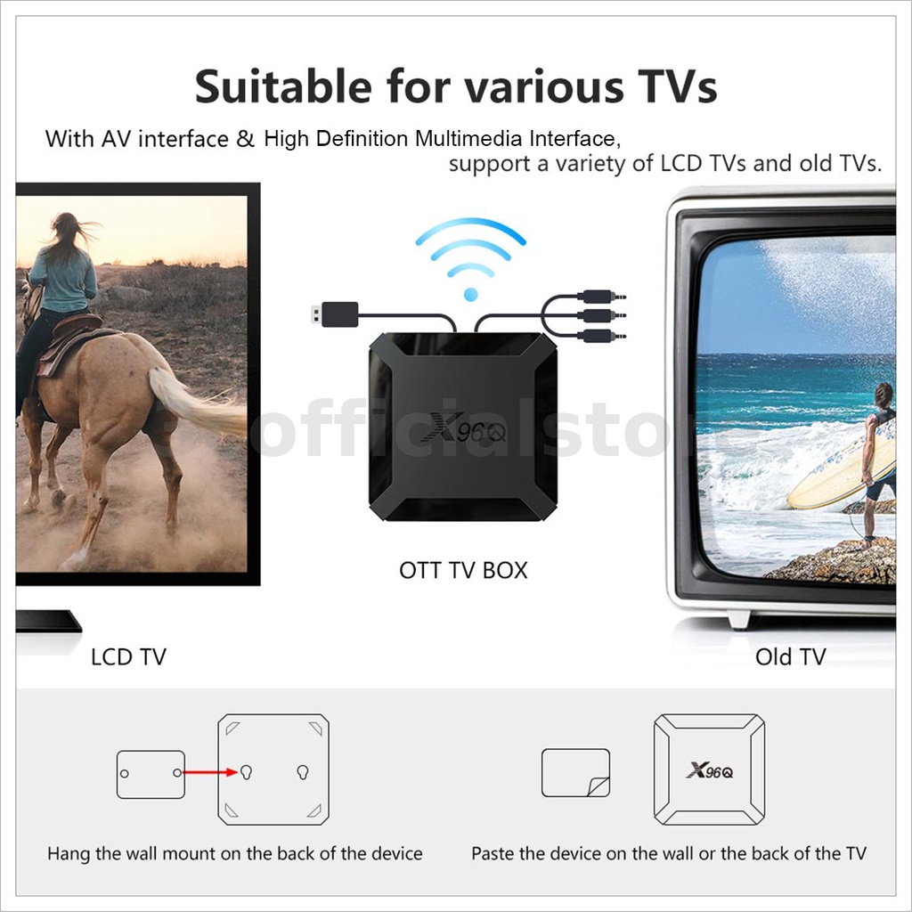 Tv Box 4G+64GB 4K X96Q Android 10.0 Smart H313 2.4G Và Phụ Kiện
