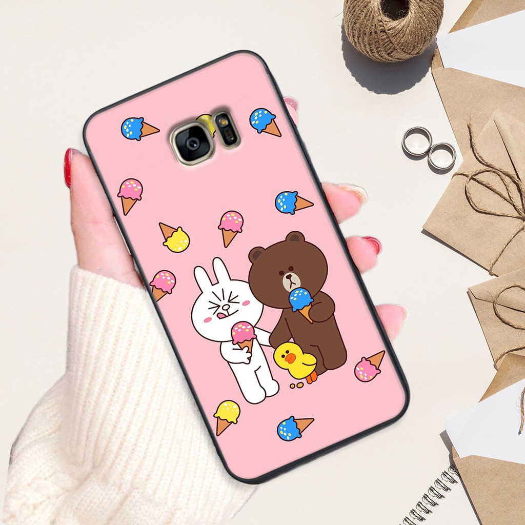 Ốp lưng điện thoại Samsung Galaxy S7 - S7 EDGE in hình gấu line cute- Doremistorevn