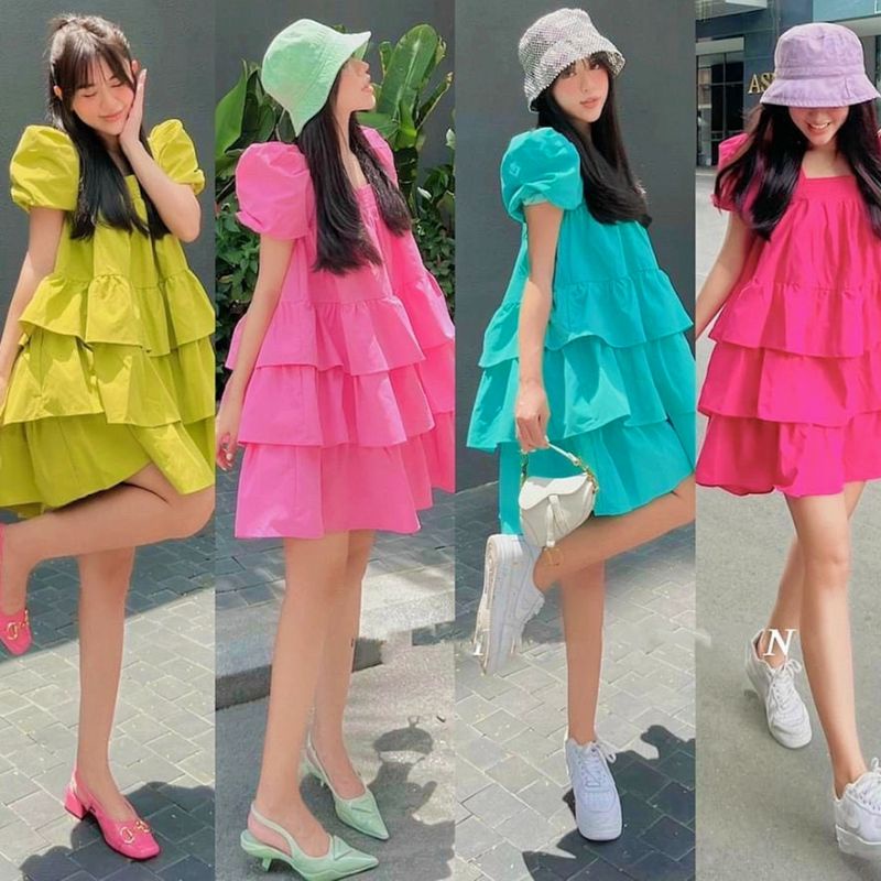 ⚡xả lỗ ⚡váy tầng babydoll tay phồng tiểu thư dễ thương công chúa đi biển đi chơi đẹp