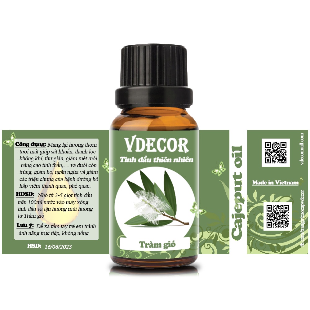 Tinh dầu tràm Vdecor nguyên chất 100% thiên nhiên 10ml