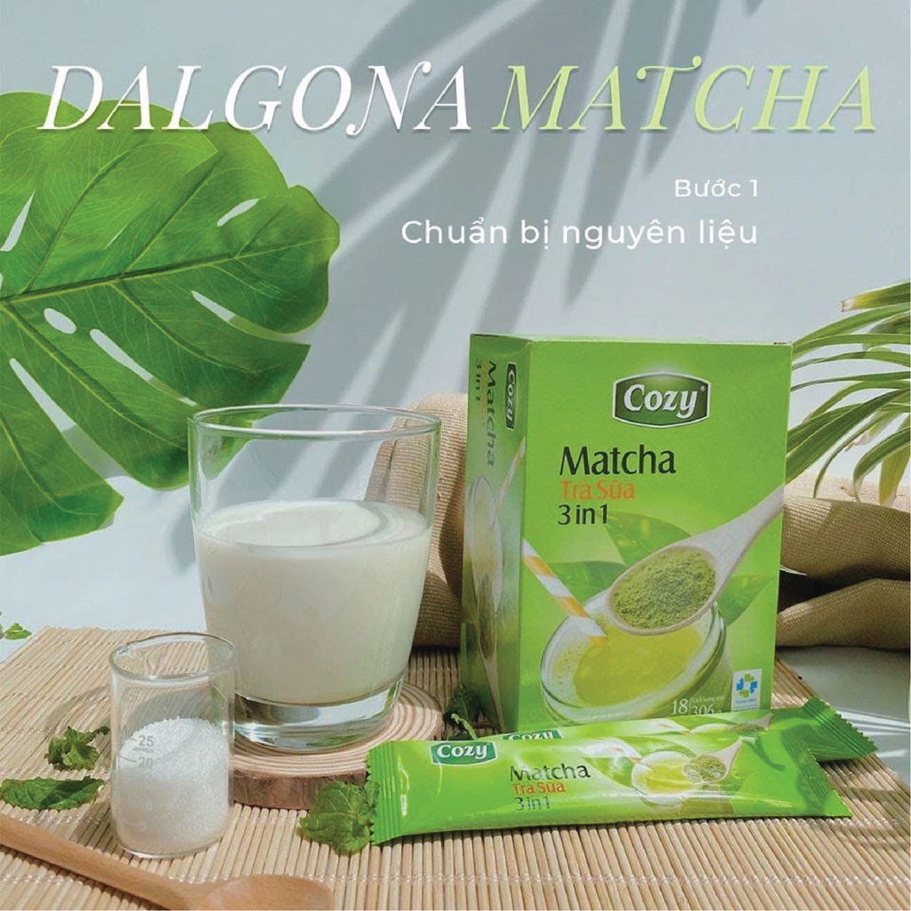 Cozy Trà Sữa Matcha 3 in 1 (Hộp 18 túi x 17g )