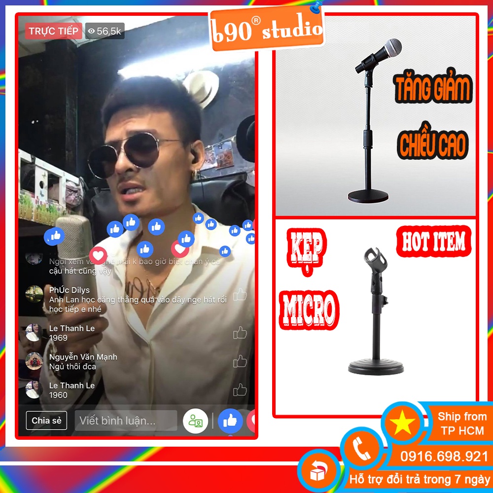 GIÁ SỈ  Kẹp MICROPHONE Tăng Giảm Chiều Cao Phù Hợp Để Bàn Chân Đế Micro