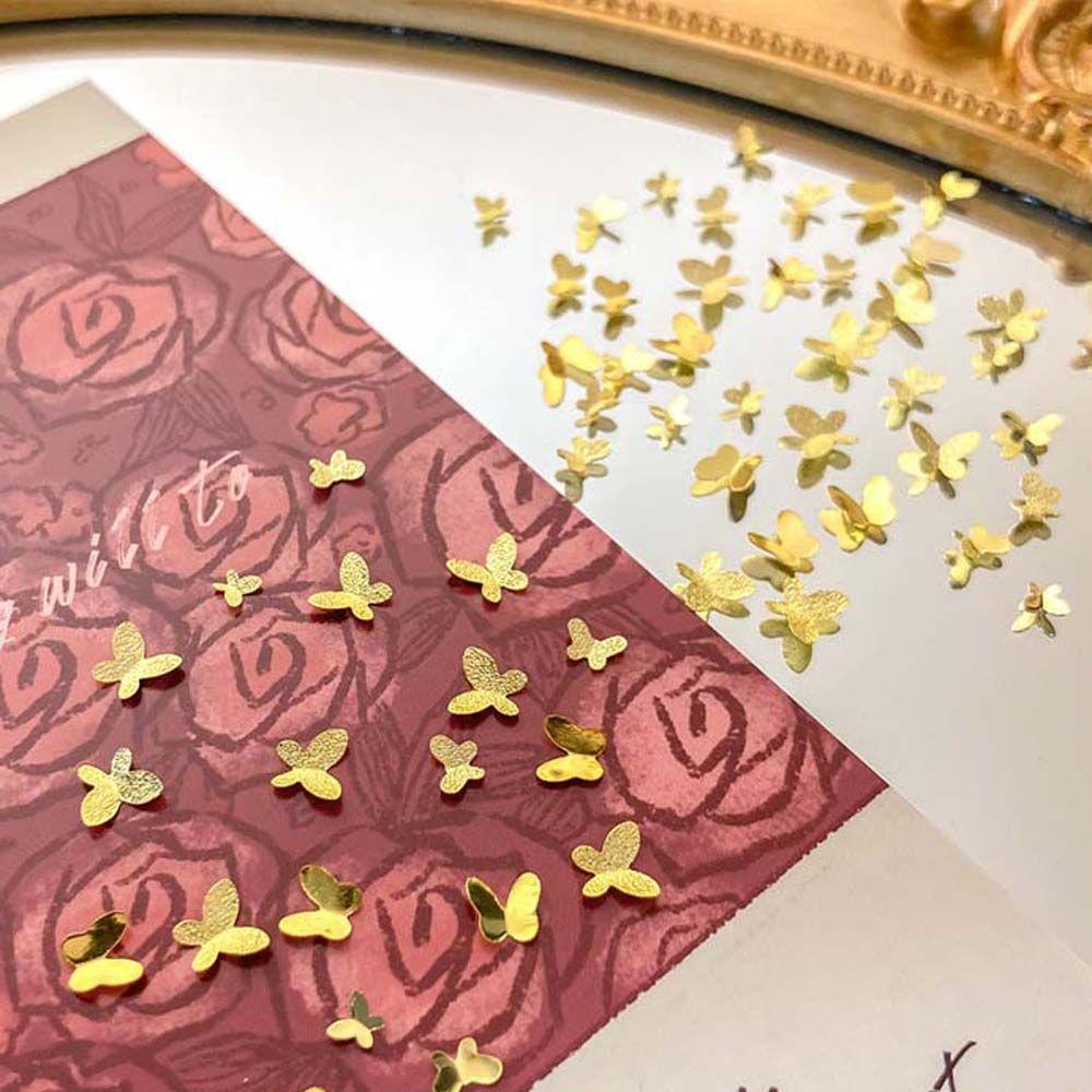 Miếng Dán Trang Trí Móng Tay Hình Bướm Thời Trang Dành Cho Nữ|Phụ Kiện Trang Trí Móng Tay Hình Bướm 3D Bằng Kim Loại Nhiều Màu Sắc