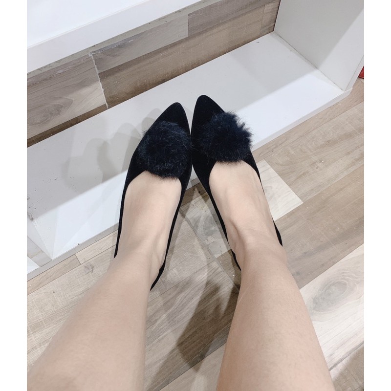 giày bệt búp bê cục bông da nhung | BigBuy360 - bigbuy360.vn