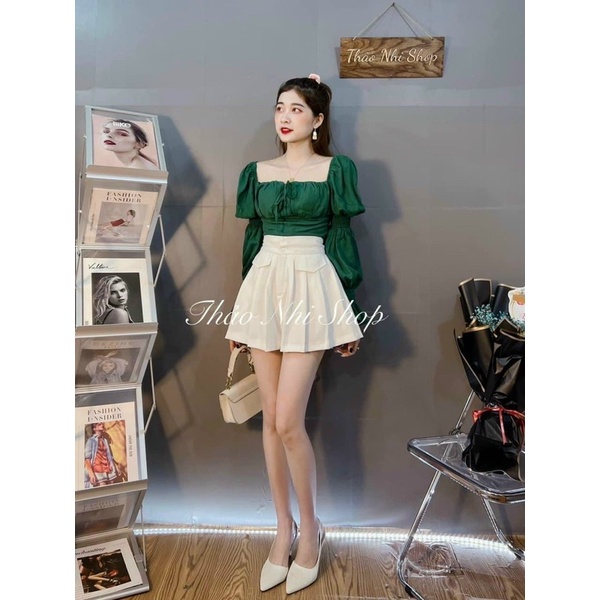 Quần short xoè xếp ly giả váy, Quần đùi nữ cạp cao QS023 - NhiNhi Shop
