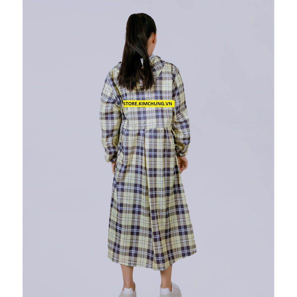 Áo mưa măng tô nữ có túi ngoài tiện dụng, vải dù cao cấp có dây kéo và nút gài (Size 2XL,XL,L) (Màu ngẫu nhiên)