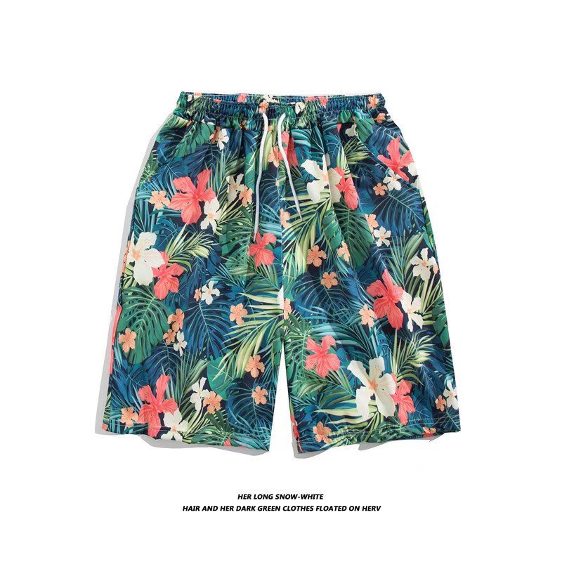 Quần Short Đi Biển Dáng Rộng In Họa Tiết Hawaii Mỏng Nhanh Khô Cho NamTTE201