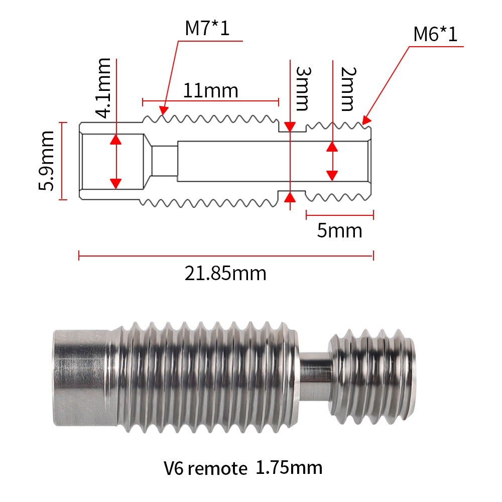 Lõi Dẫn Nhựa Extruder E3D ren 7mm