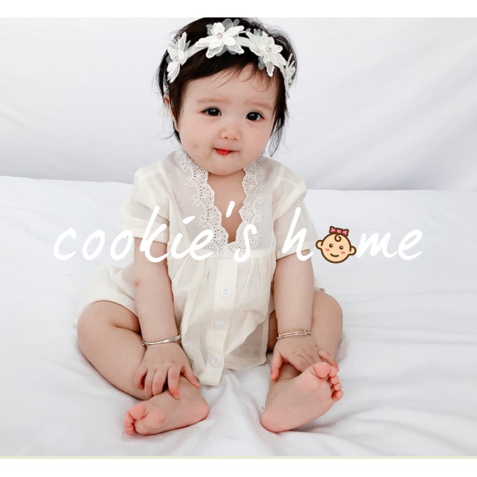 [Cookie'sHome x Royal Dress] Body cho bé gái sơ sinh coton phong cách Korea Hoàng gia mặc thôi nôi chụp hình studio