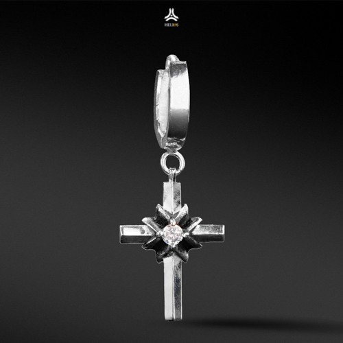 Khuyên tai bạc nam, nữ HeliSilver Cross Hope S925 KTB282