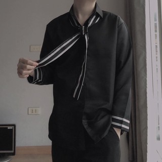[CÓ SẴN - ẢNH THẬT] Áo sơ mi đen trơn nam nữ unisex phối cavat form rộng phong cách ulzzang Hàn Quốc