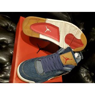 [Với hộp] 100% Giày bóng rổ air jordan 4 x levis Denim Blue chính hãng