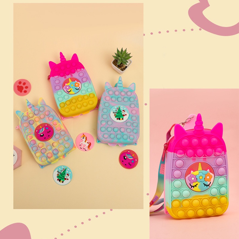 Túi Đeo Chéo Đựng Điện Thoại / Tiền Xu Hình Kỳ Lân Phong Cách Hàn Quốc Dễ Thương Cho Bé Gái