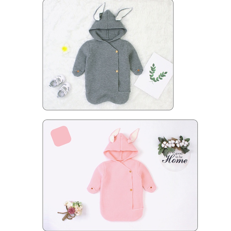 Chăn Cotton Dệt Kim Hình Tai Thỏ Đáng Yêu Cho Bé