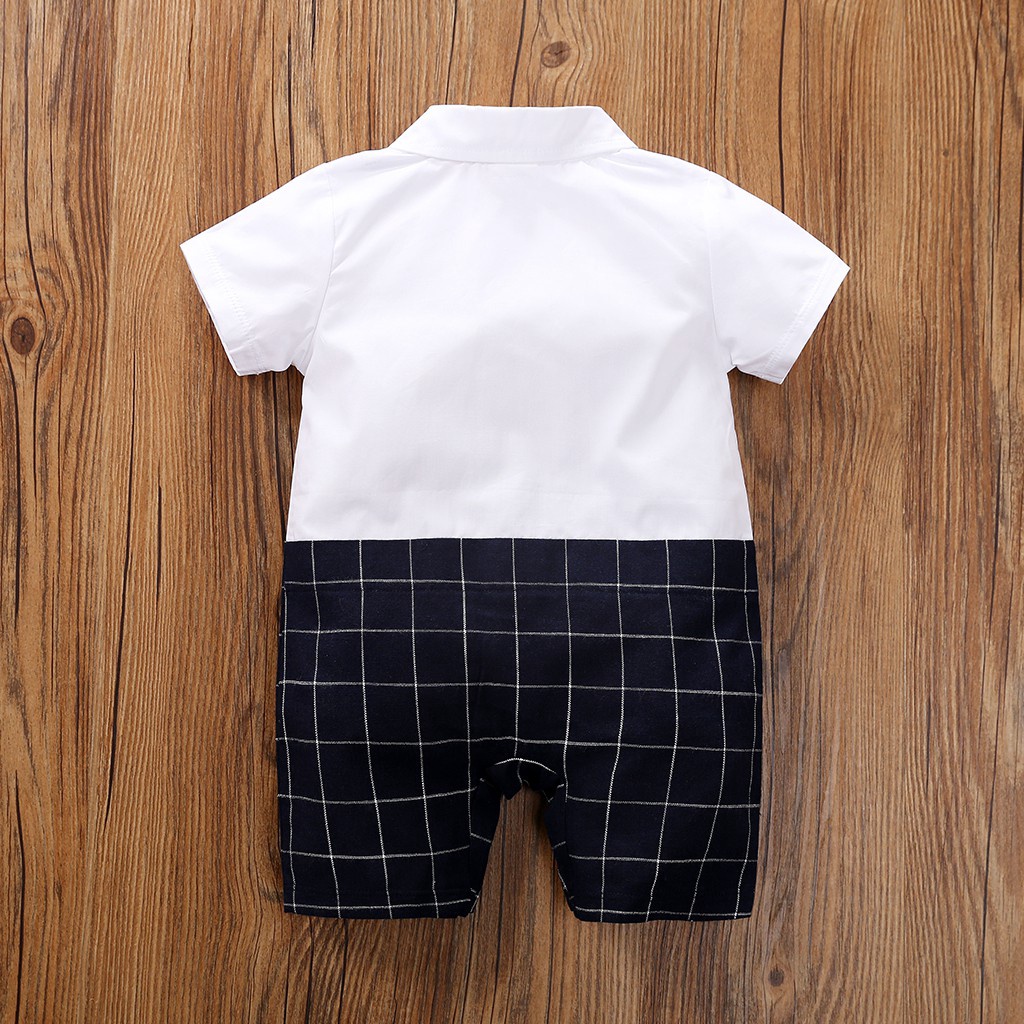 Baju bé trai romper quần áo ngắn tay quý ông Quần áo 100% cotton cho trẻ sơ sinh 0-2 tuổi