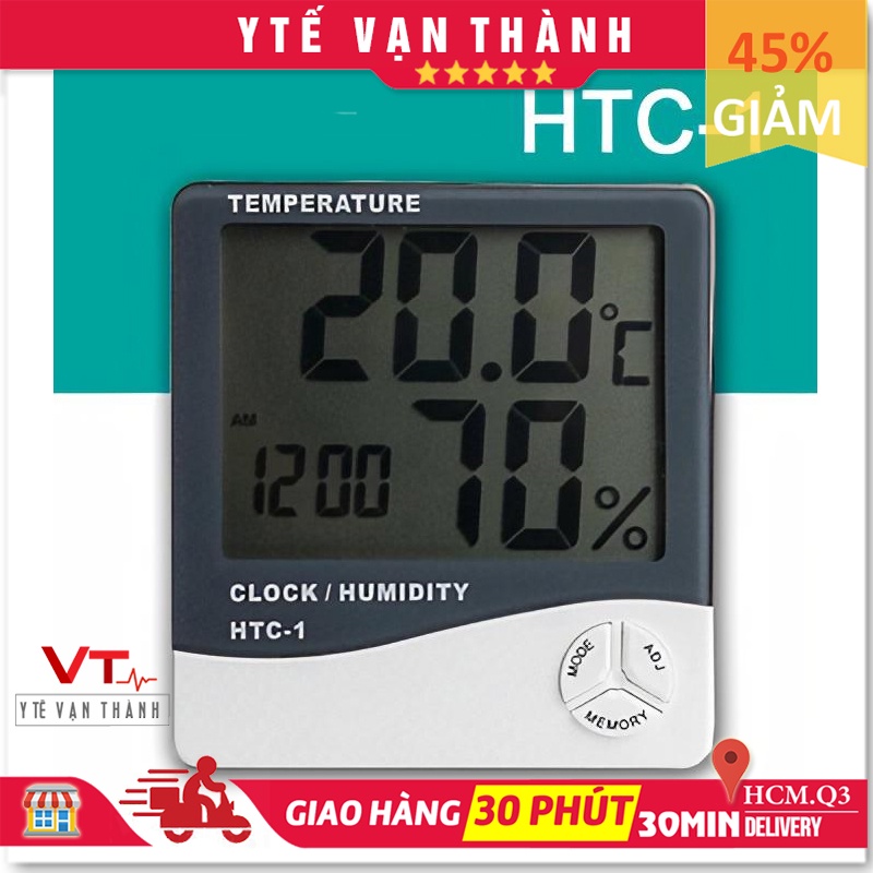 ✅ [BH 6TH] Nhiệt Ẩm Kế Điện Tử: HTC-1 Tích Hợp Đồng Hồ - VT0482