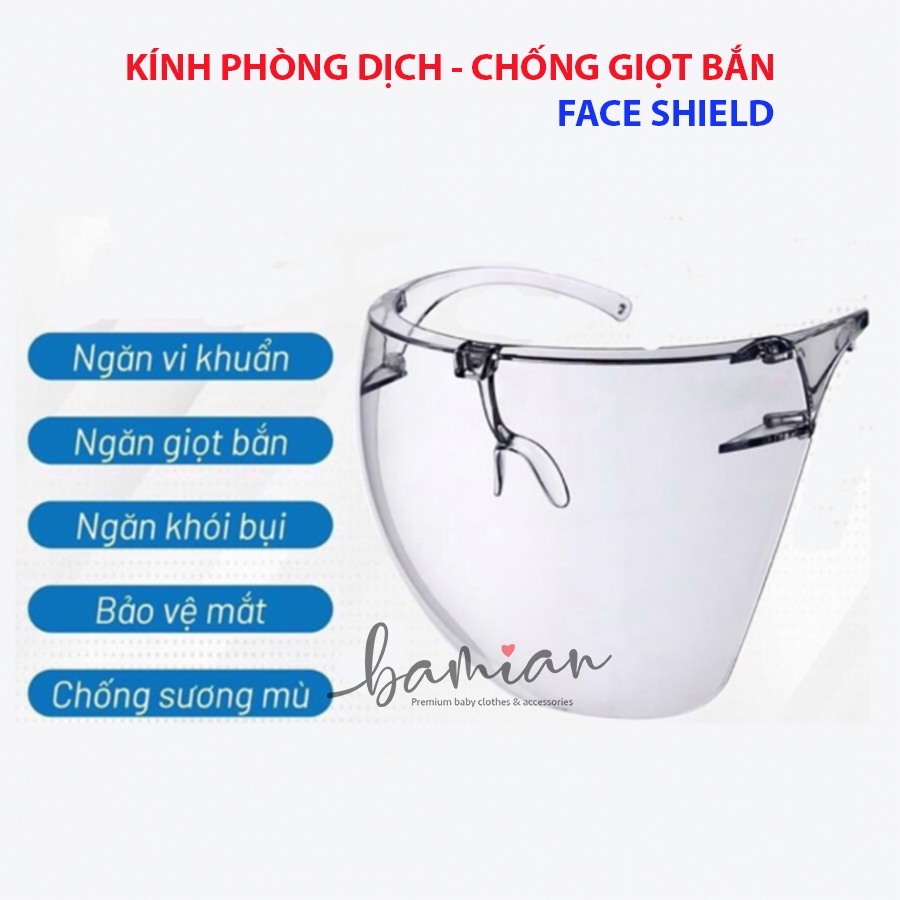 Kính chống giọt bắn Face Shield phòng dịch chống gió bụi an toàn bền đẹp