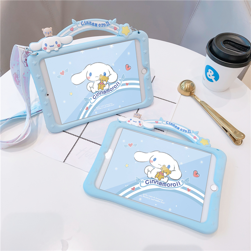 Ốp Máy Tính Bảng Silicon Hình Cinnamoroll 3d Có Dây Đeo Cho Apple Ipad Air Pro 7.9 9.7 10.5 11 10.2 "Inch Mini 1 2 3 4 5 2017 / 2018 / 2019 / 2020 Giá Đỡ